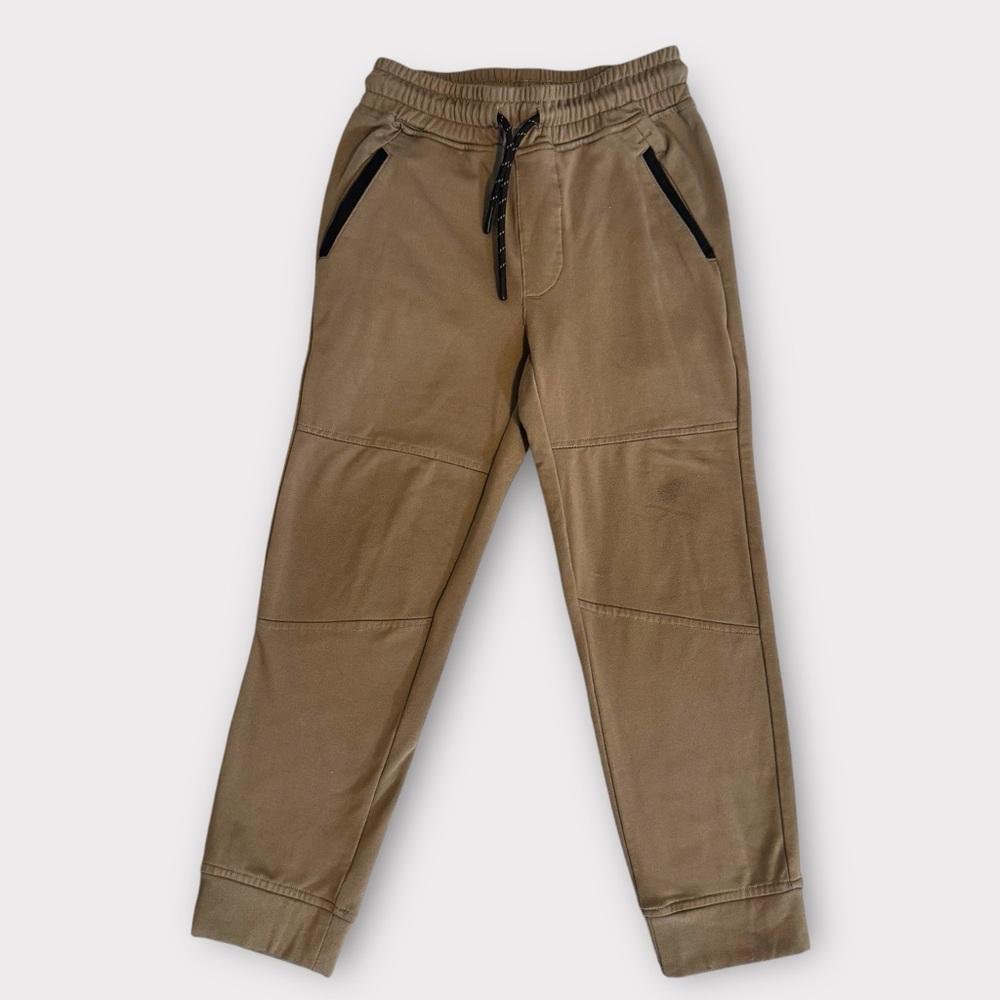 Slim Fit Pull-on Sports Jogger Pants Tan / Khaki with Black Accents, boys size 6